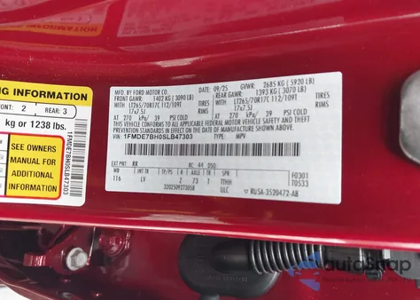 2025 Ford Bronco Big Bend z USA, uszkodzony, nr VIN 1FMDE7BH0SLB47303